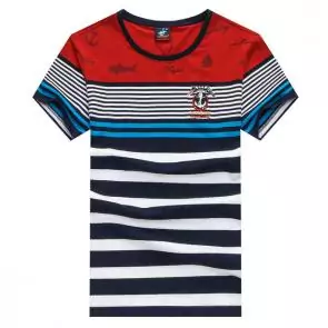 shark hommes t-shirt polo shirt summer circular collar stripe embroidered standard red